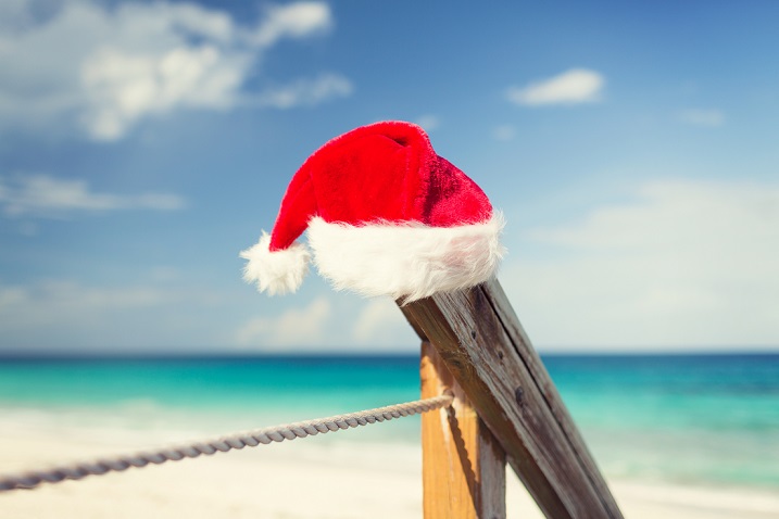 Santa hat on a beach
